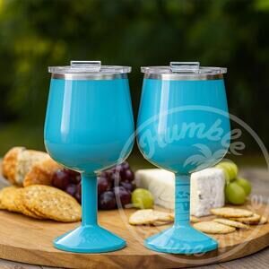 ORCA Vino Light Blue 2 Pack 15oz Insulated Stainless Steel Wine Cups w/ Lids